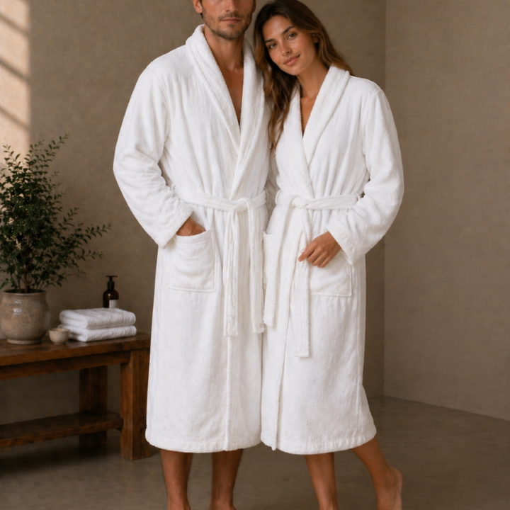 Unisex Oversized Cotton Terry Bathrobe – Shawl Collar