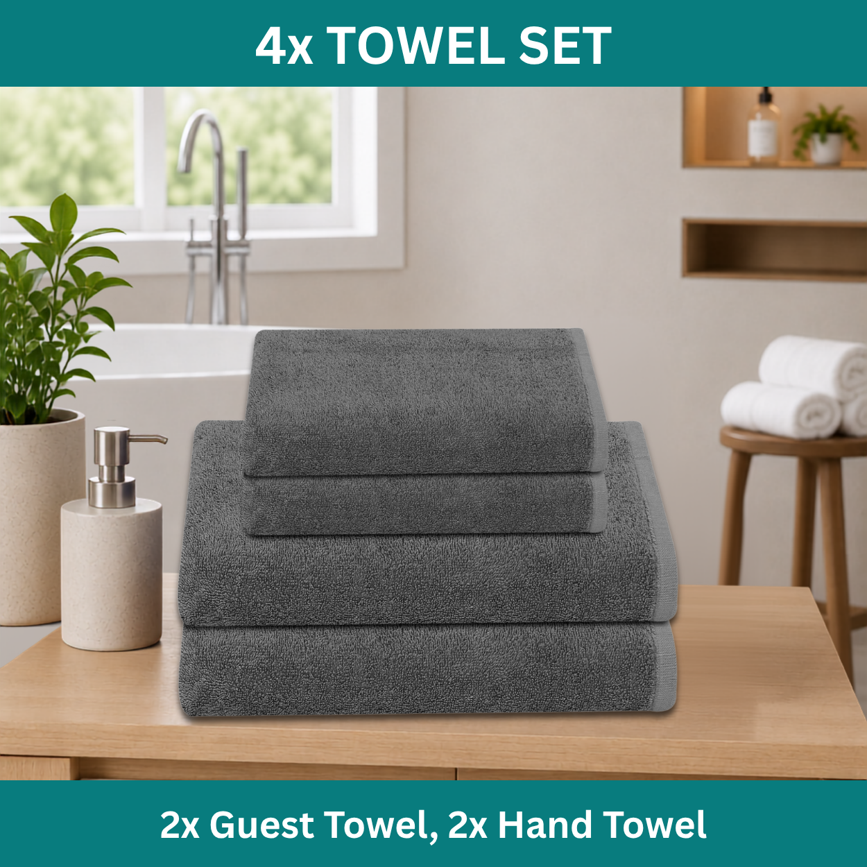 Premium 4-Piece Guest & Hand Towel Set - Image 4