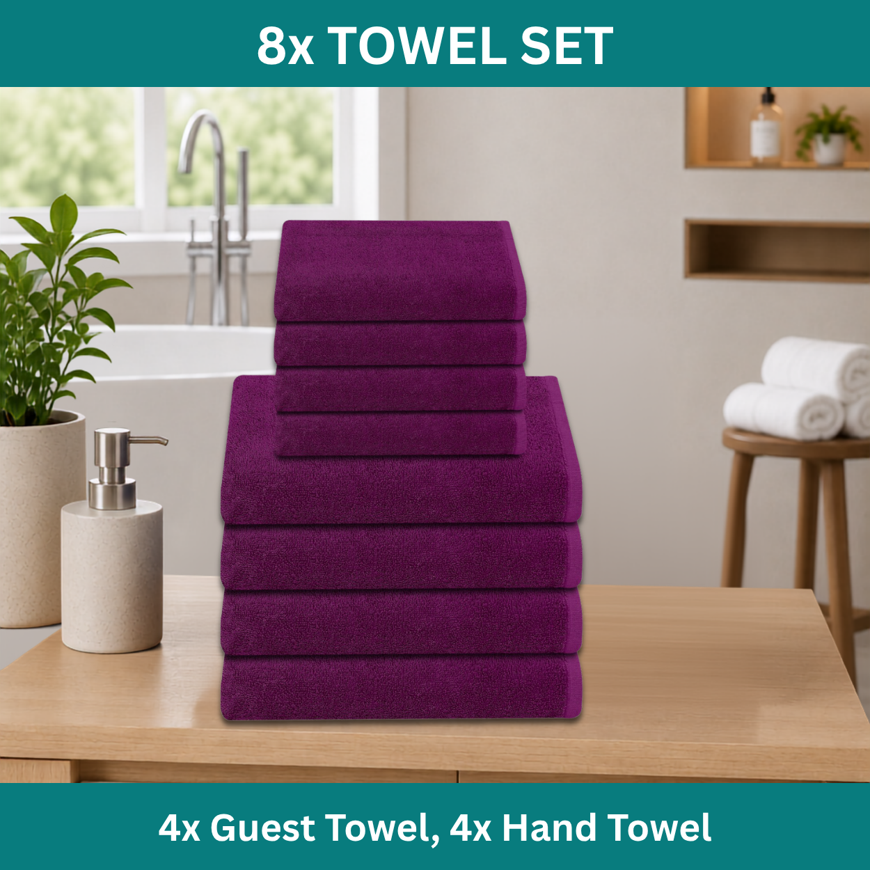 Premium 8-Piece Guest & Hand Towel Set - Image 2
