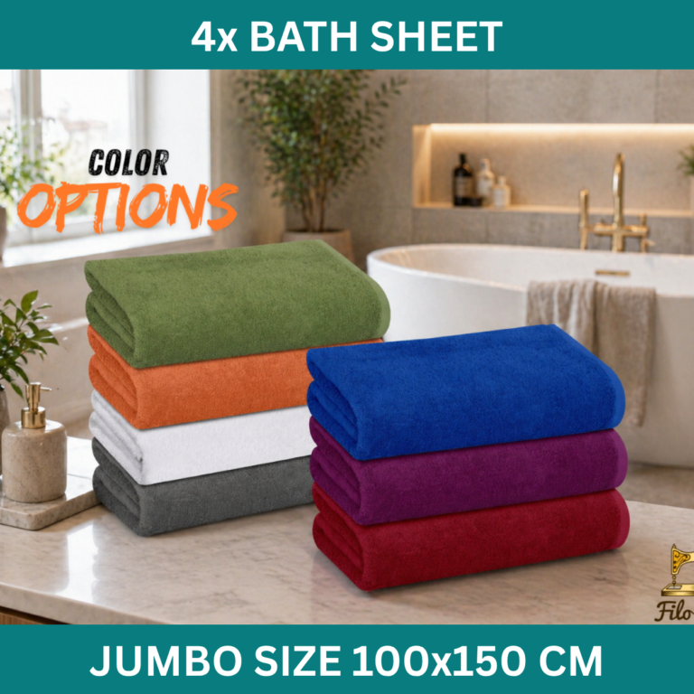 Luxury 500 GSM Cotton Bath Sheet Set – 4 Piece